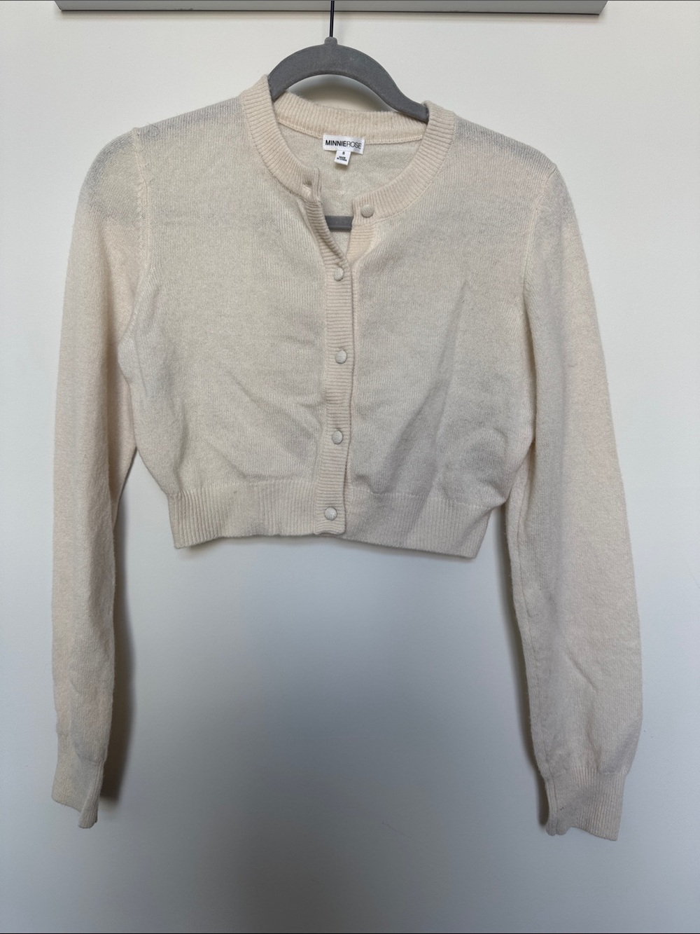 Minnie Rose Ivory Cropped Button Cardigan